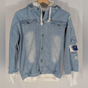 Jeans - Anime Attack on Titan Cosplay Denim Jacket Hoodie Sweatshirt Size Large